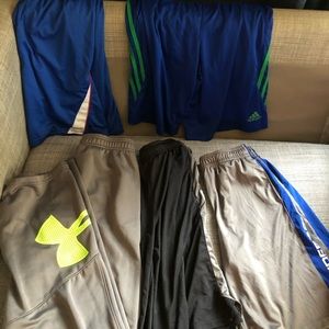 Boys youth large lot 5 under armour shorts /pants